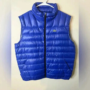 Lacoste Vest Mens Large Blue Sz 56 Puffer Logo Down Vest Sleeveless Outdoor